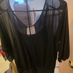 Jennifer Lopez Black Sheer Blouse